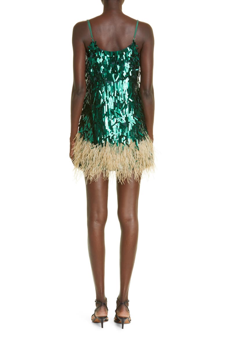 Royal Dancer Paillette & Feather Minidress, Alternate, color, FOREST