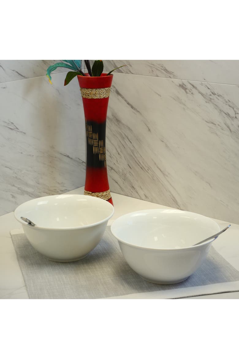 2 Piece 7 Inch Ceramic All-Purpose Round Bowl Set, Alternate, color, White