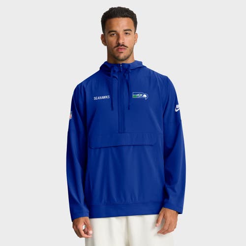 Nike Royal Seattle Seahawks Sideline Alt Pack Anorak Half-zip Hoodie Jacket In Blue
