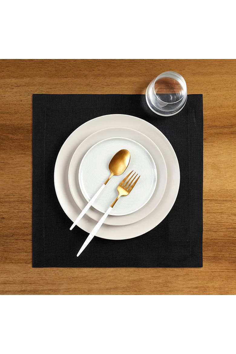 Linen Square Placemats Set of 4, 14 x 14" - Fete, Alternate, color, Black