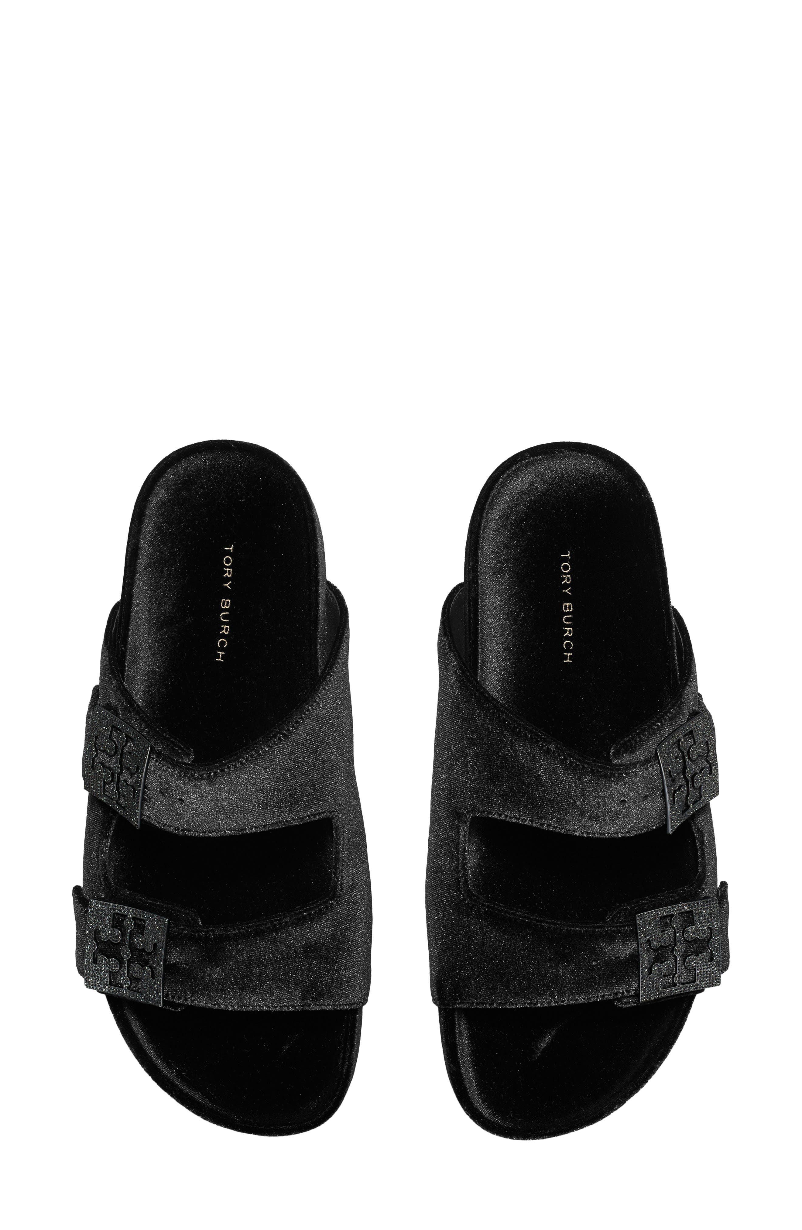 Tory Burch Mellow Pavé Slide Sandal, Alternate, color, Perfect Black / Jet