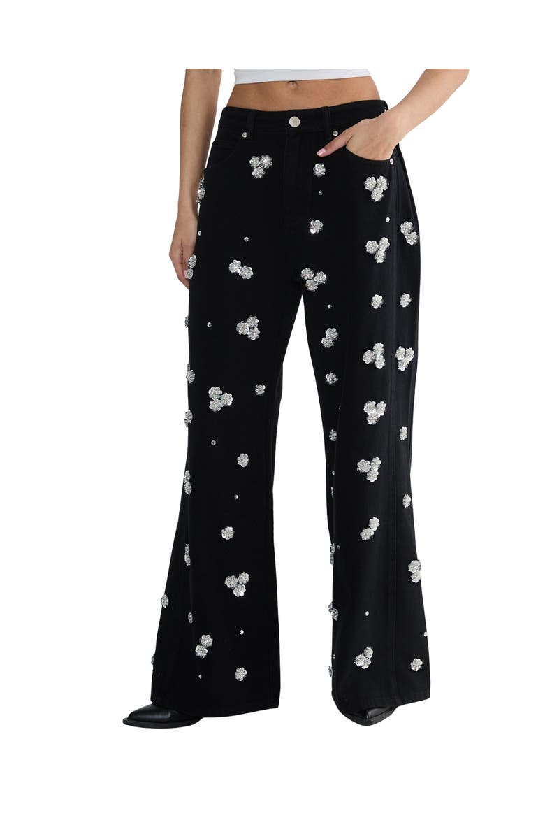Limited Embellished Flower Applique Jean, Alternate, color, Washed Black