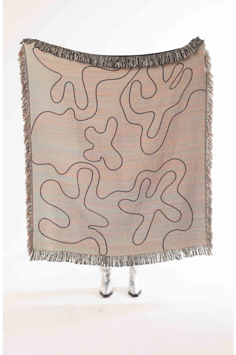 Dancing Shapes Throw Blanket, Alternate, color, BLACK AND WHITE