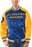 STARTER Men's Starter Royal/Gold Golden State Warriors Renegade Satin Full-Snap Varsity Jacket