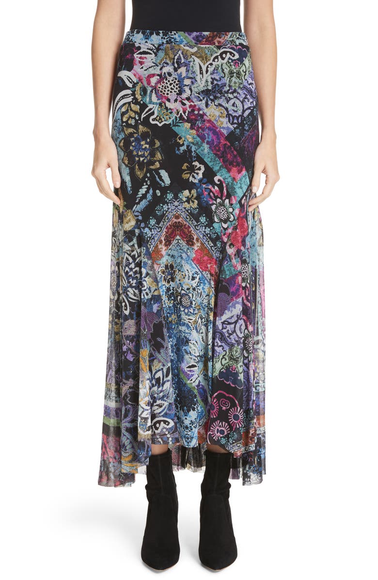 Fuzzi Floral Patchwork Maxi Skirt, Main, color,
