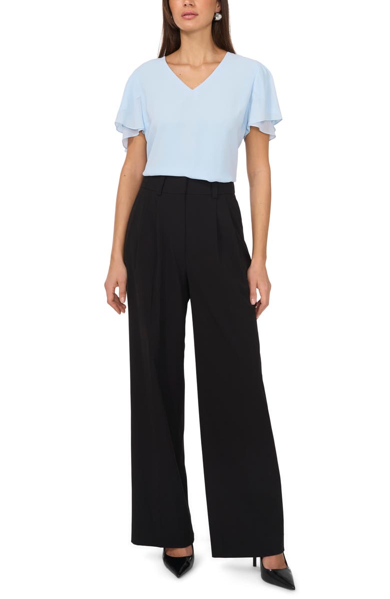 Vince Camuto V-Neck Tulip Sleeve Chiffon Top, Alternate, color, Frozen