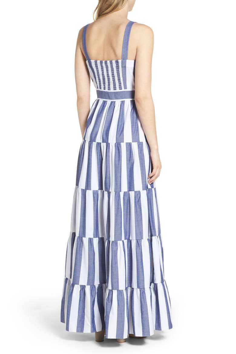 Stripe Tiered Maxi Sundress, Alternate, color, BLUE/ IVORY