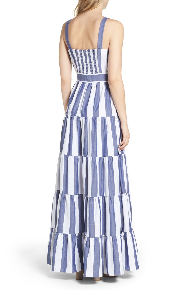 Eliza J Stripe Tiered Maxi Sundress, Alternate, color,