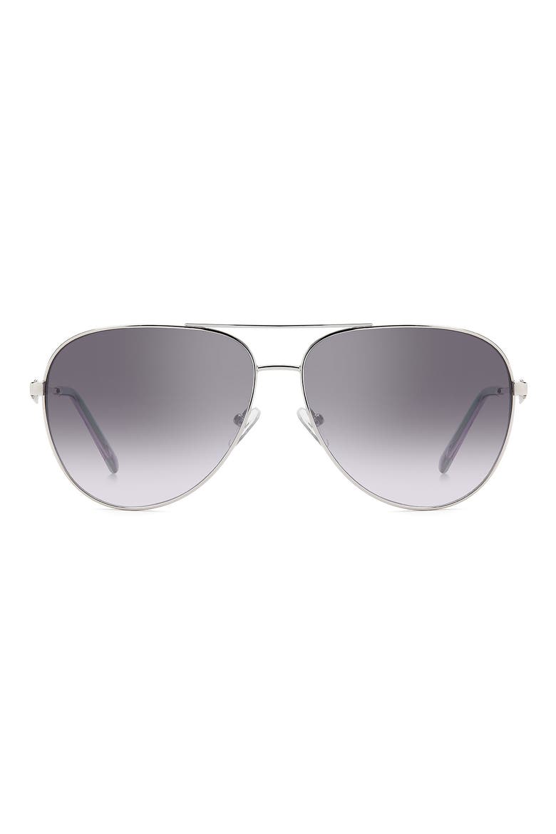 65mm Oversize Gradient Pilot Sunglasses, Main, color, PALLADIUM/ GREY SILVER