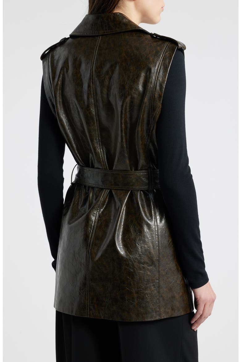 Belted Faux Leather Vest, Alternate, color, DARK BROWN