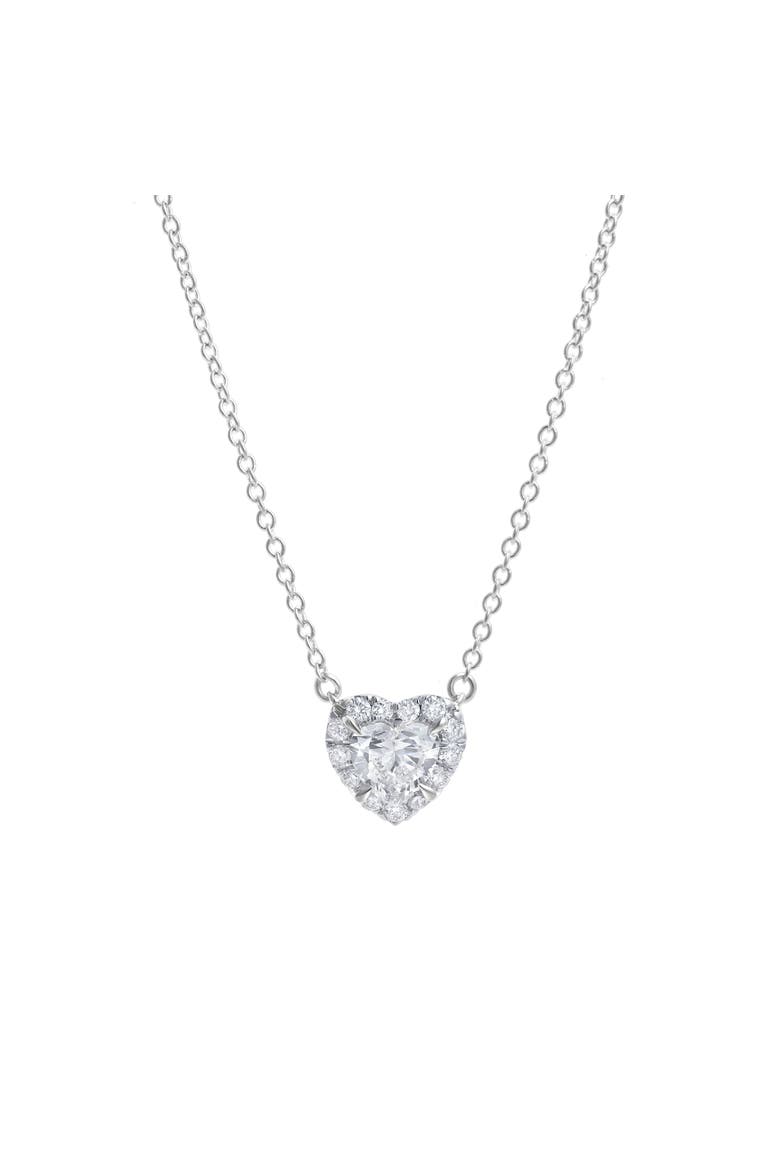 Fiona 14K Gold Lab Grown Diamond Heart Necklace - 0.75 ct, Main, color, 14K White Gold