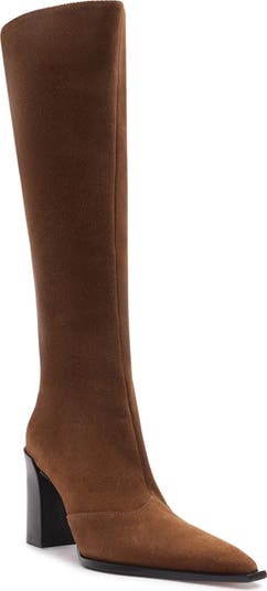 Raffaela Up Block Pointed Toe Knee High Boot