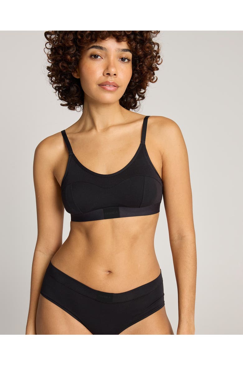 Cotton Modal Contour Scoop Bralette, Main, color, Black