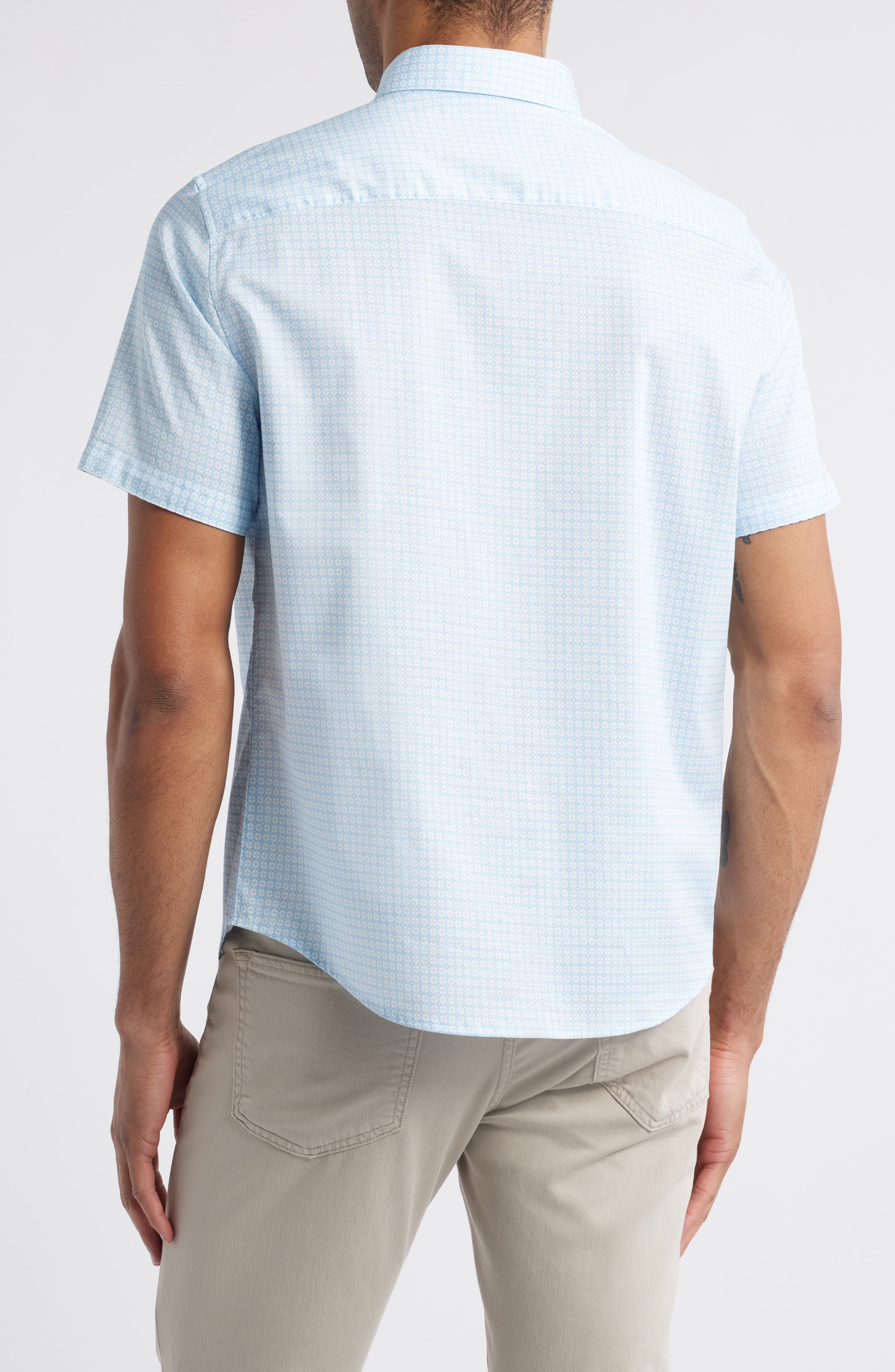 Diamond Print Short Sleeve Button-Up Shirt - image 2