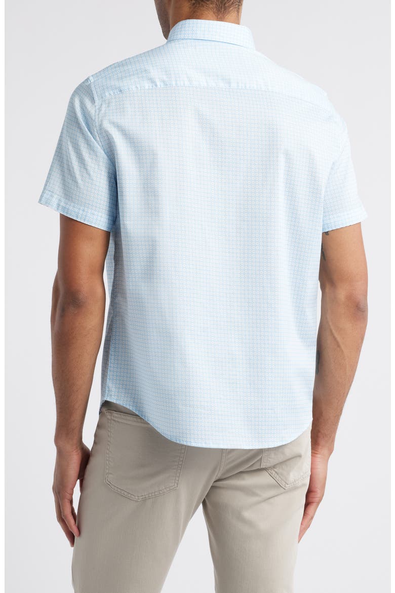 Diamond Print Short Sleeve Button-Up Shirt, Alternate, color, BLUE
