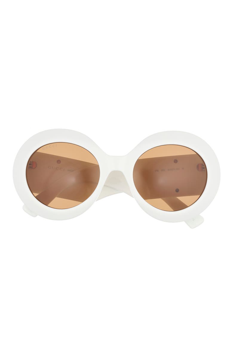 54mm Round Sunglasses, Main, color, WHITE WHITE BROWN
