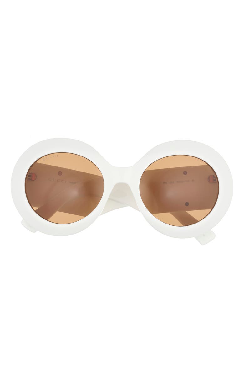 Gucci 54mm Round Sunglasses, Main, color, White White Brown