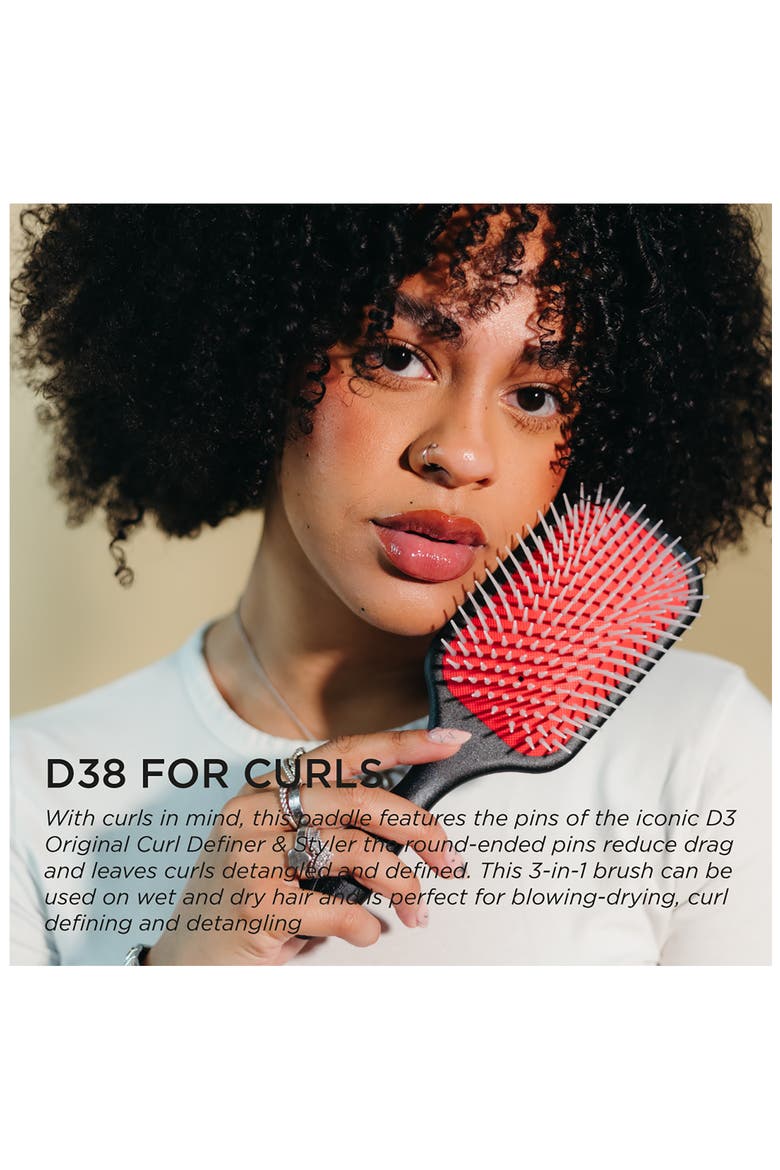 D38 The Detangling & Styling Paddle, Alternate, color, BLACK WITH RED PAD