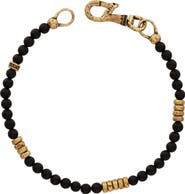 John Varvatos Men's Simit Beaded Onyx & Brass Bracelet