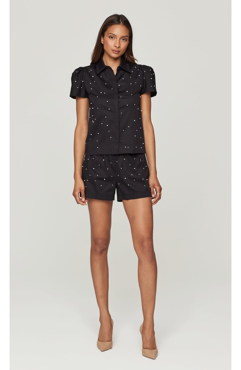 Generation Love Murphy Pearl Embellished Poplin Shirt, Alternate, color, Black