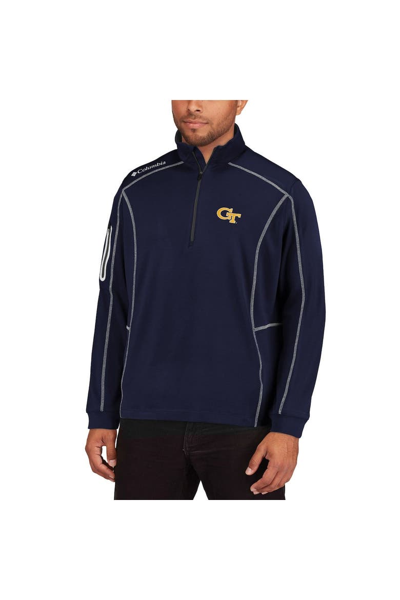 Men's Columbia Golf Navy GA Tech Yellow Jackets Shotgun Omni-Wick Quarter-Zip Pullover Jacket, Alternate, color, Navy