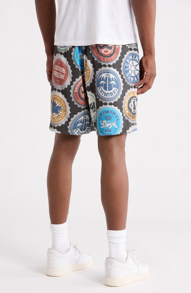CRIMINAL DAMAGE Bottle Cap Shorts, Alternate, color, Black Multi