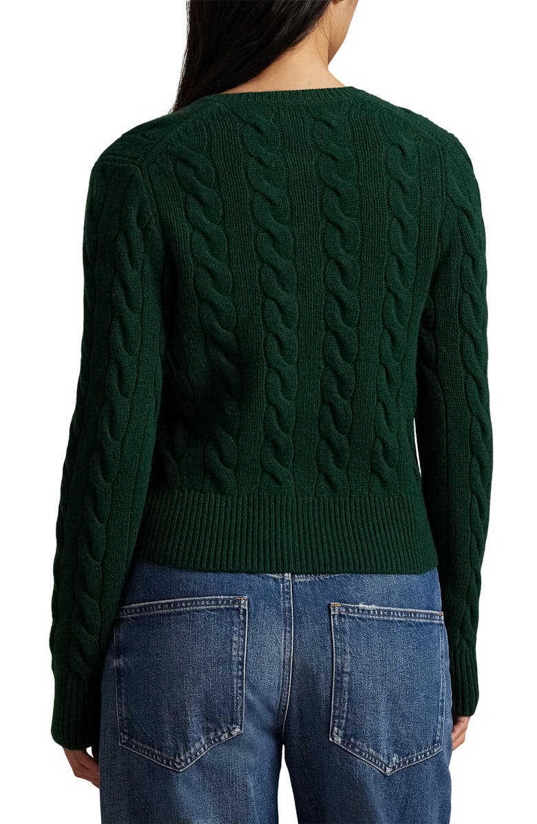 Polo Ralph Lauren Cable Knit Wool & Cashmere Cardigan, Alternate, color, Castleton Green