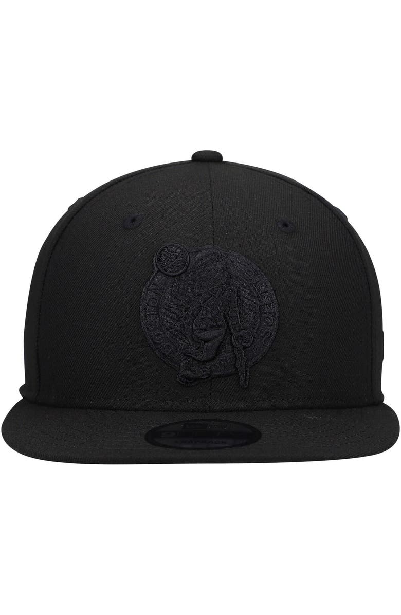 New Era Men's New Era Boston Celtics Black On Black 9FIFTY Snapback Hat, Alternate, color, 