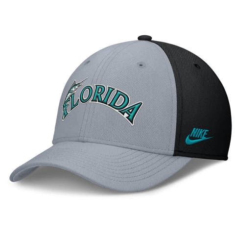 Men's Nike Gray/Black Florida Marlins Rise Swoosh Performance Flex Hat