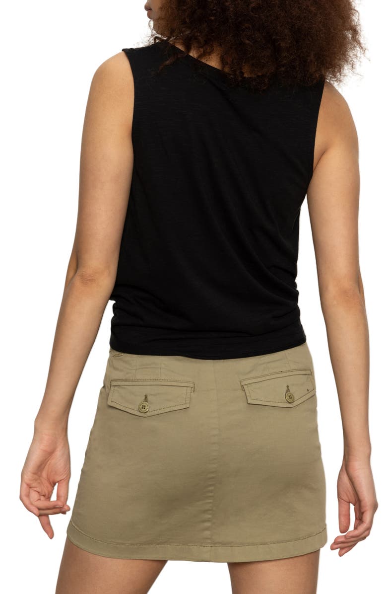 Tie Front Slub Jersey Button-Up Tank