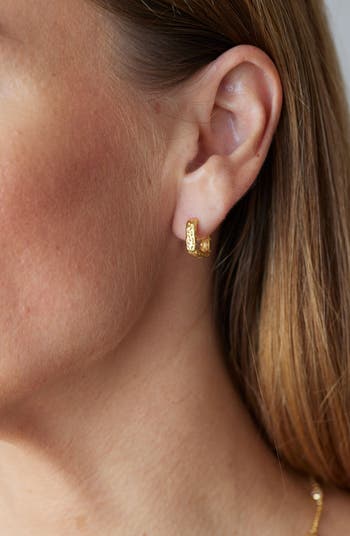18K Gold Plated Sterling Silver Square Hoop Earrings