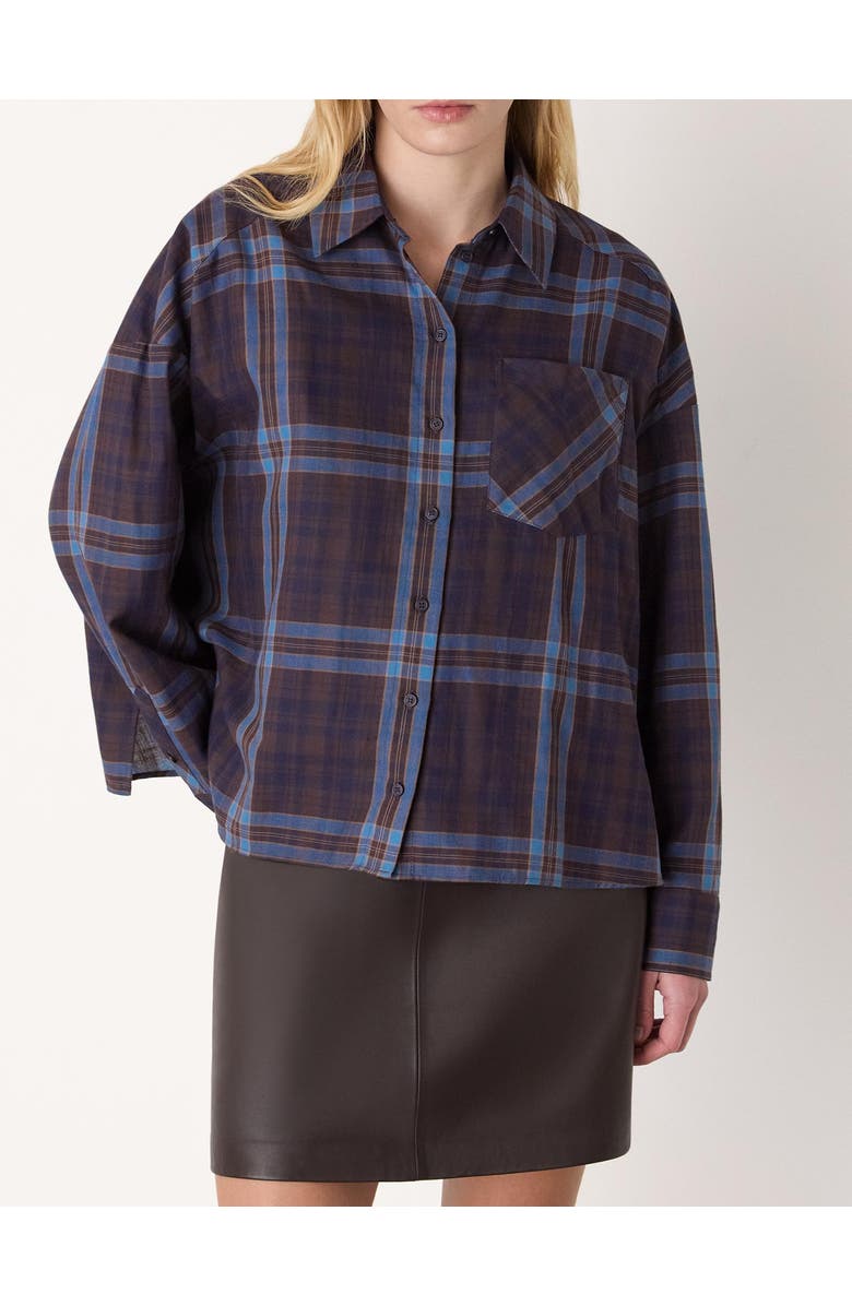 Whistles Checked Brushed Cotton Shirt, Alternate, color, Blue/Multi