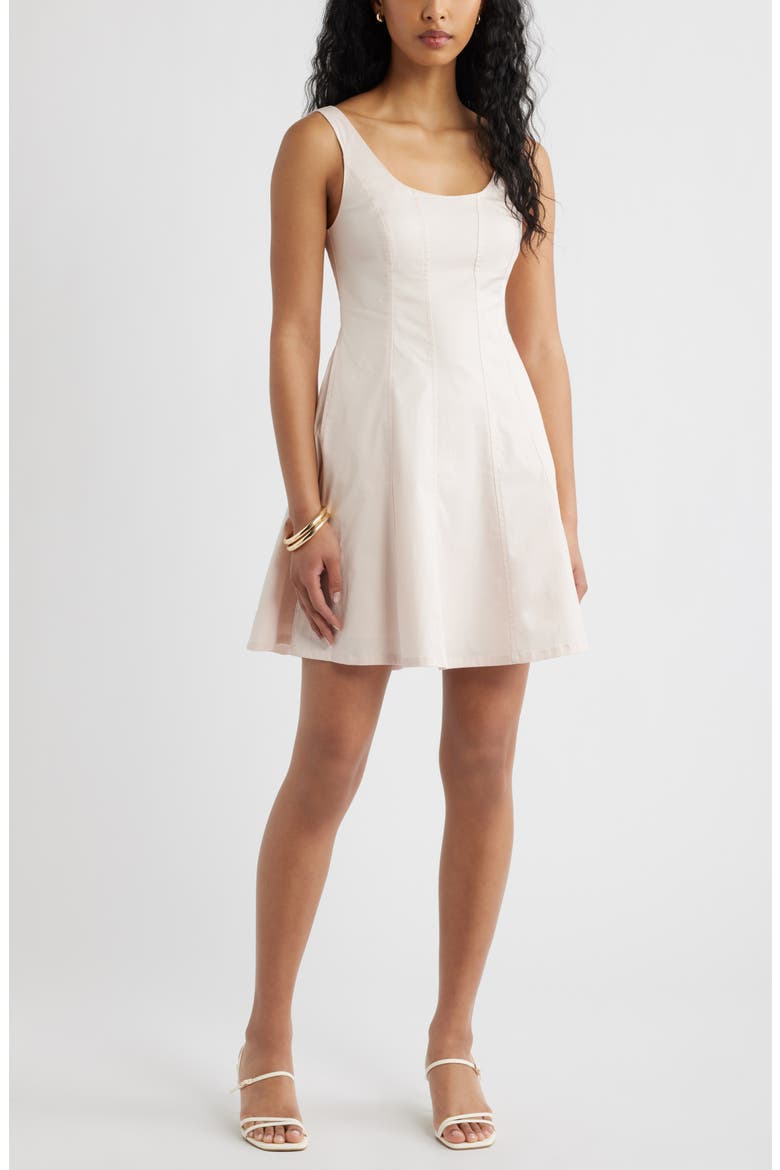 Seam Fit & Flare Poplin Minidress, Main, color, PINK PEONY BUD