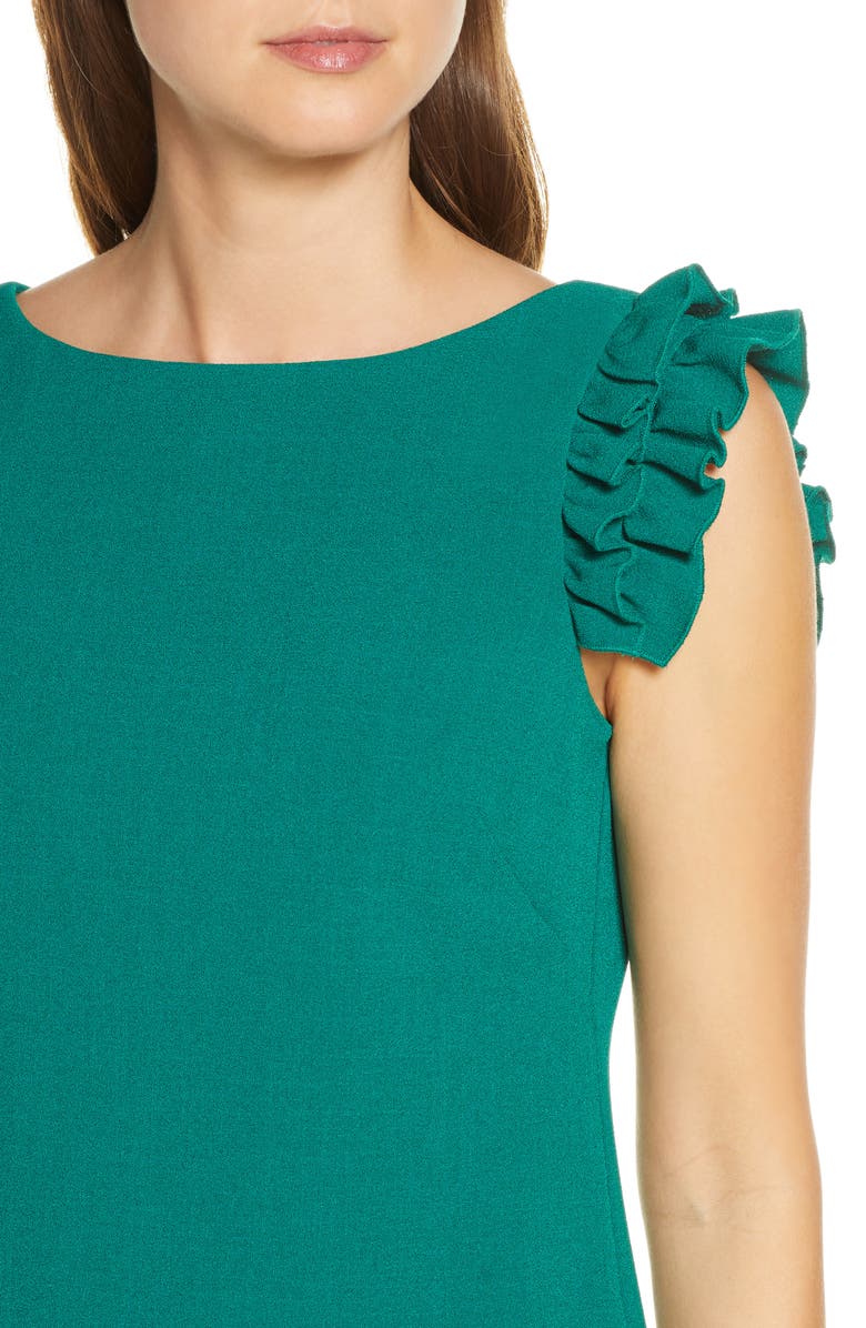 Vince Camuto Ruffle Shoulder Crepe Shift Dress, Alternate, color, 