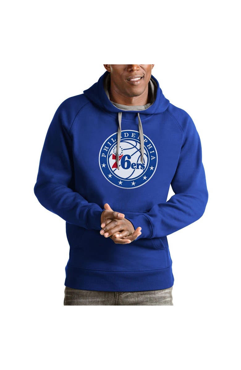 ANTIGUA Men's Antigua Royal Philadelphia 76ers Team Logo Victory Pullover Hoodie, Main, color, Royal