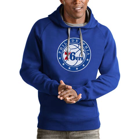 Men's Antigua Royal Philadelphia 76ers Team Logo Victory Pullover Hoodie