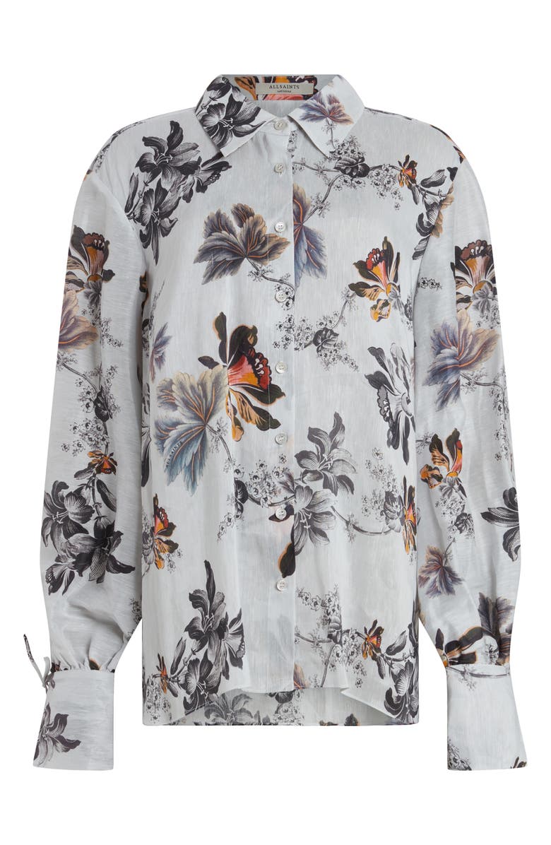 AllSaints Leyla Lilly Floral Linen Blend Button-Up Shirt, Alternate, color,
