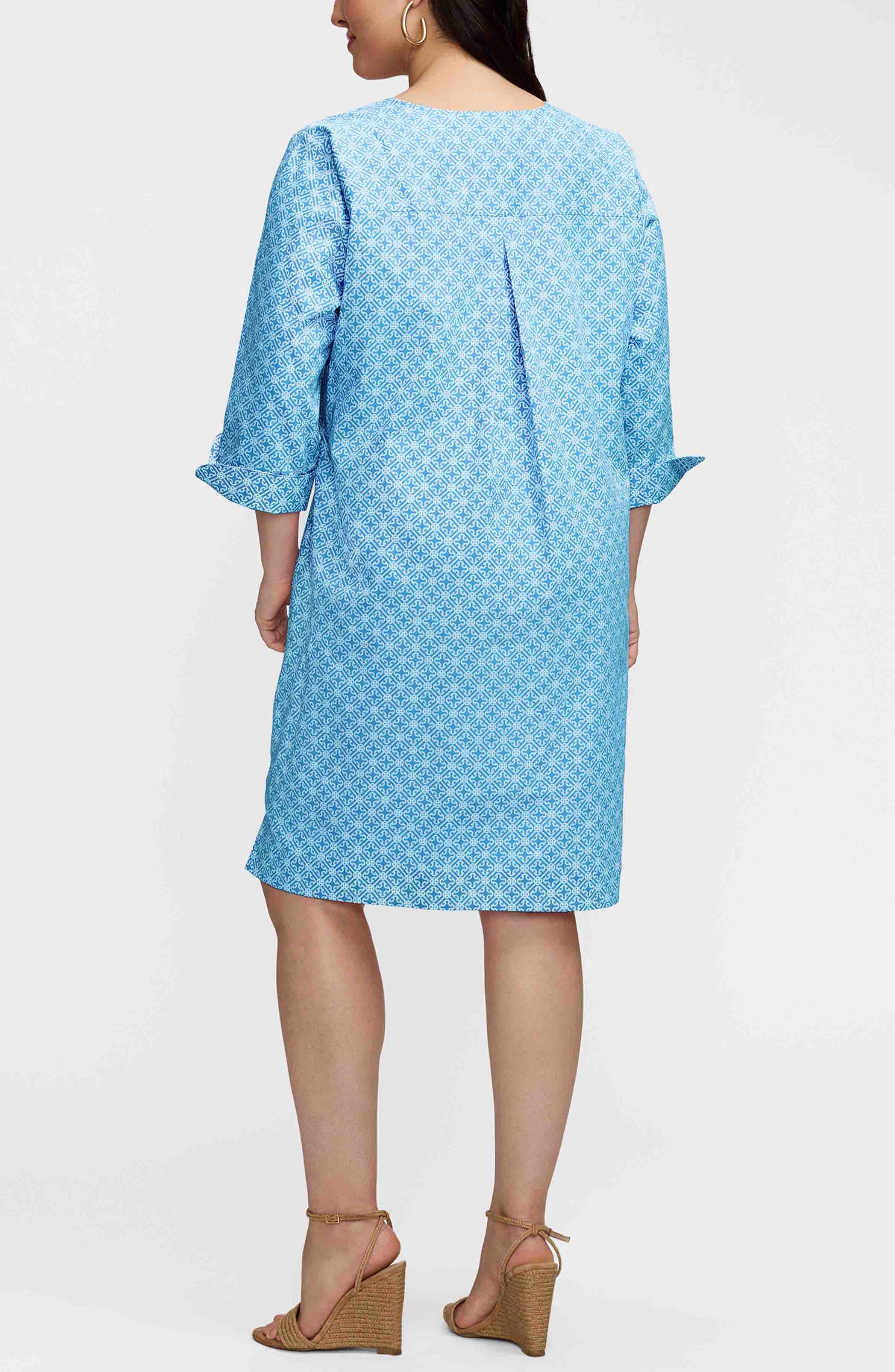 Vena Geo Lattice Print Cotton Shift Dress - image 4