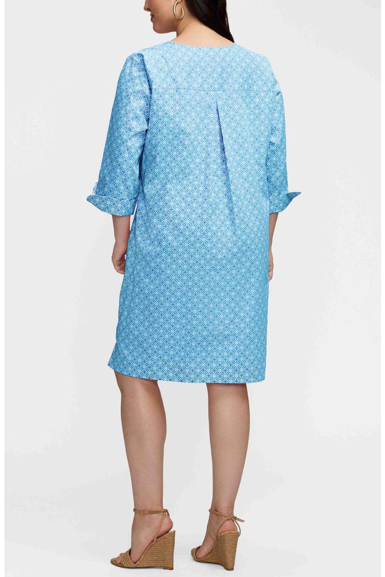 Vena Geo Lattice Print Cotton Shift Dress, Alternate, color, BLUE/ WHITE