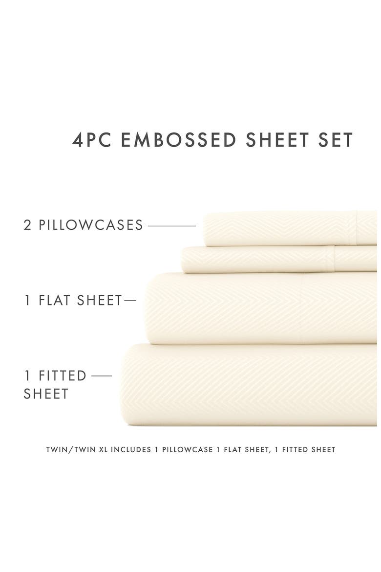 Premium Chevron Embossed Sheet Set, Alternate, color, IVORY