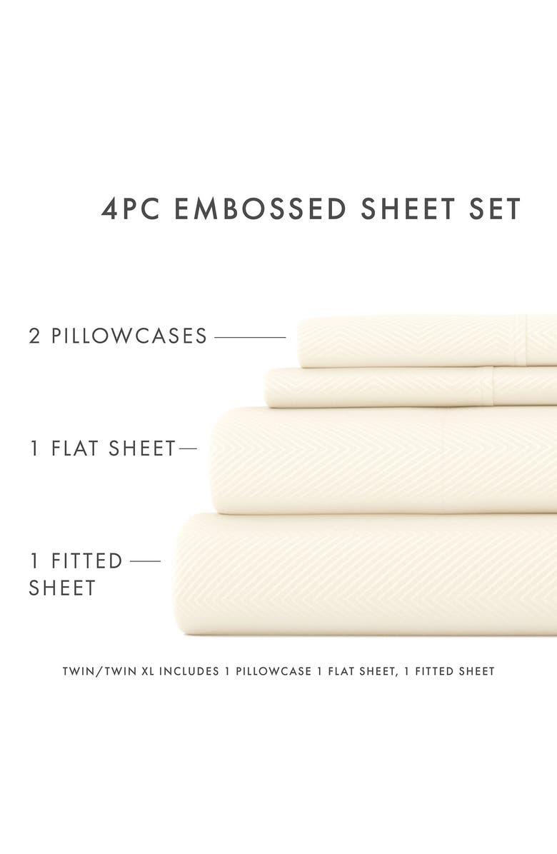 HOMESPUN Premium Chevron Embossed Sheet Set, Alternate, color, Ivory