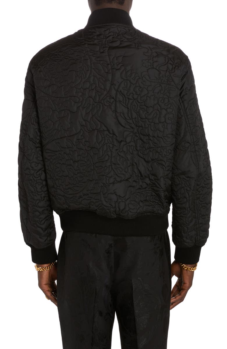 Versace Barocco Quilted Nylon Bomber Jacket, Alternate, color,
