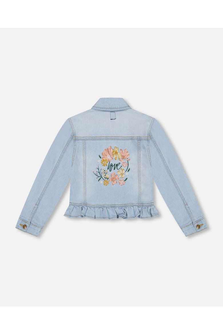 Girl's Jean Jacket With Embroidery Light Blue Denim, Alternate, color, Light Blue Denim