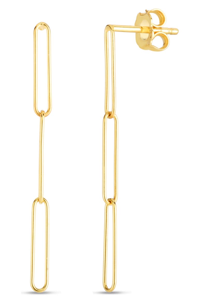 14K Gold Paperclip Earrings, Main, color, YELLOW