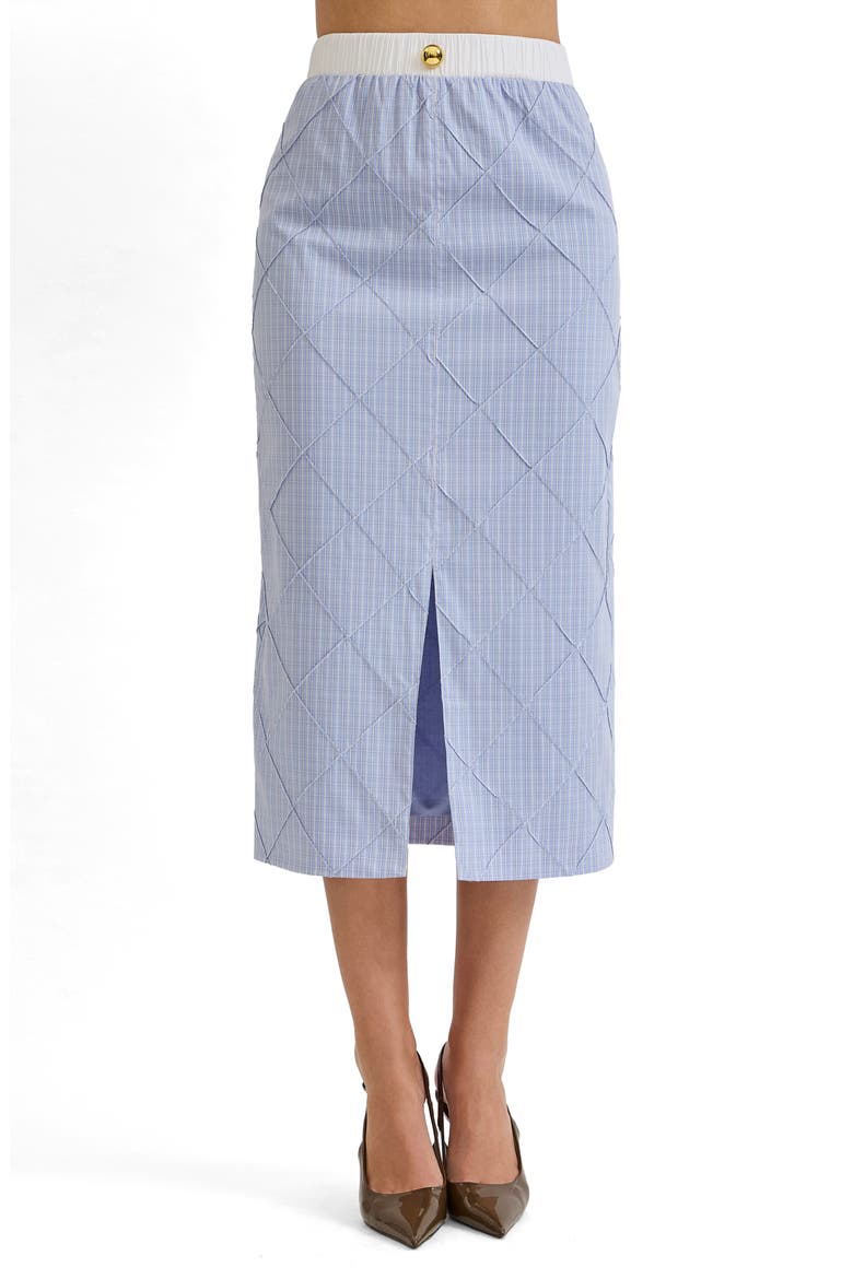 Riley Front Slit Midi Skirt, Main, color, LIGHT BLUE PLAID