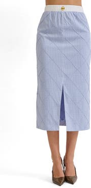 MAUDE CLUB Riley Front Slit Midi Skirt