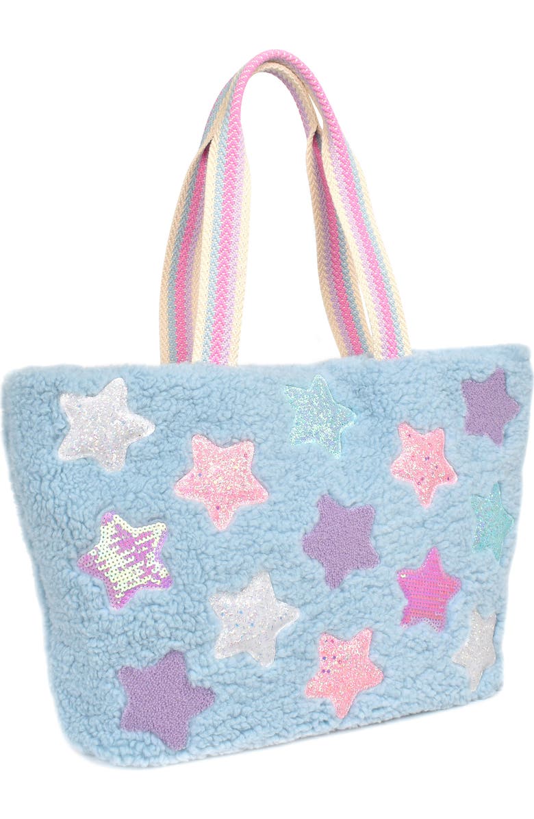 OMG Accessories Kids' Stars Faux Shearling Tote, Alternate, color,