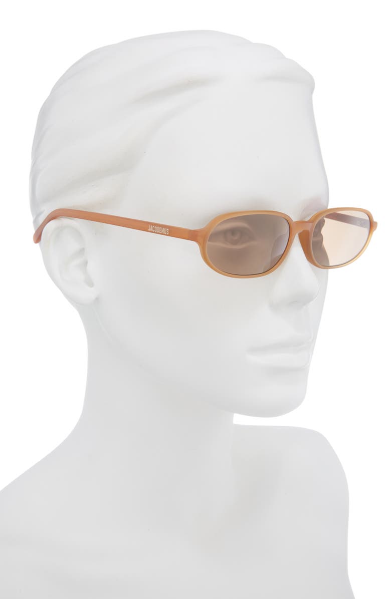 Jacquemus Oval Polarized Sunglasses, Alternate, color, Sanded Caramel/Gold/Brown