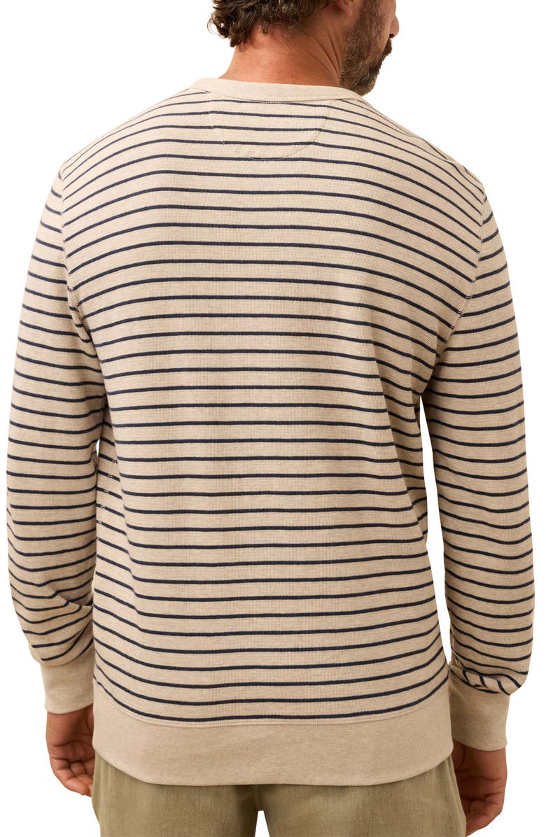 Faherty Double Knit Crewneck Sweater, Alternate, color, Oat Navy Stripe