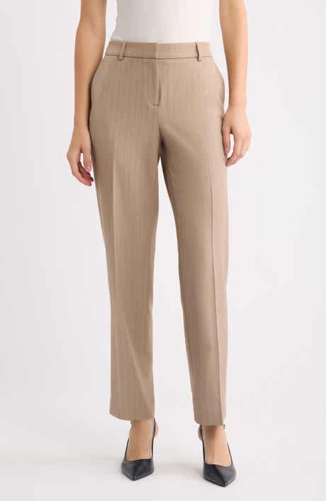 Pinstripe Straight Leg Ankle Pants